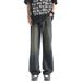 American High Street Washed Dark Blue Jeans For Men Summer Ins Trendy Brand Versatile Wide-Leg Straight Distressed_viptrois.com