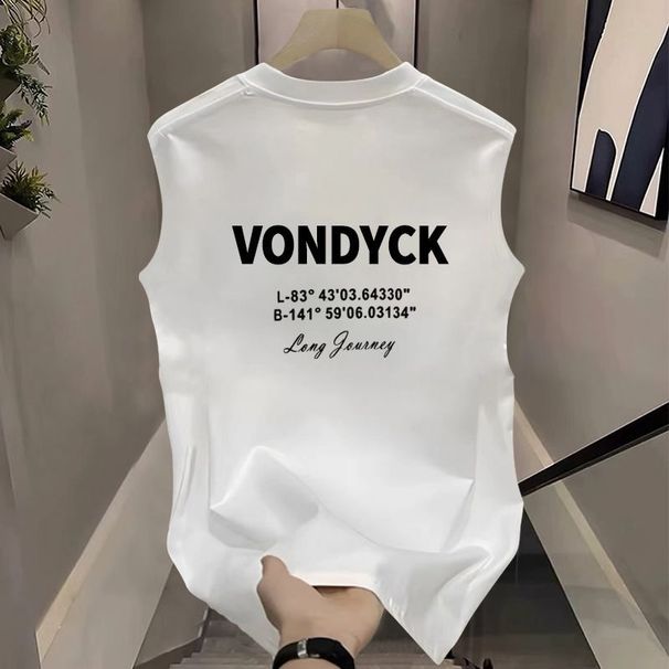 2026 Summer Premium Pure Cotton Men's Sleeveless T-Shirt American Casual Round Neck Pullover Breathable Sports Fitness_viptrois.com