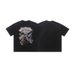 American-style Skull Poker Print High Street Washed Distressed Short-sleeve T-shirt For Men And Women_viptrois.com