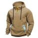 Men's Patchwork Hoodie – Loose Fit Gym & Streetwear Hooded Jacket (Black, Navy, Army Green, Khaki, Gray)_viptrois.com