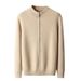 Pure 23 Autumn Winter New 100% Pure Men's Cardigan Half Turtleneck Zipper Wool Coat Business Knitted Sweater_viptrois.com
