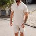 Men's Clothing New High End Style Bark Wrinkled Short Sleeved T Shirt Men's Tang Suit Shorts Top Suit_viptrois.com