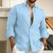 Men's Pure Color Linen-Look Shirt Long Sleeve Relaxed Fit Breathable Daily Shirt Soft Textured Fabric For Street Style & Outdoor Wear, Sizes Xs To 6xl_viptrois.com
