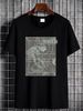 pixies Monkey Grid T Shirt Breathable Stylish Soft Fashion Graphic Casual Designer Clothes Slightly Summer Stretched Top For Everyday Wear_viptrois.com