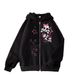 Men's Gothic Skull Print Hoodie - Black Zip Up Sweatshirt With Fleece Lining, Oversized Fit, Long Sleeve, Unisex Streetwear For Casual Wear_viptrois.com