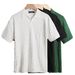 Men's Oversized Breathable Polo Shirt V-Neck Knit Business Casual T-Shirt Cable Stitch S-2XL Fit Stretch Polyester Big Tall_viptrois.com