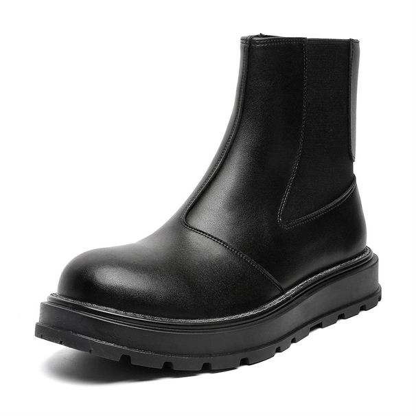 Hot Selling Chelsea Boots Men's Breathable Soft Bottom Cigarette Boots High Top Black Middle Help Tooling Martin Boots Men_viptrois.com