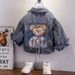 Children's clothing Back Bear Hat Rope Denim Jacket Spring and Autumn New Children's Denim Clothing Baby Top Jacket_viptrois.com