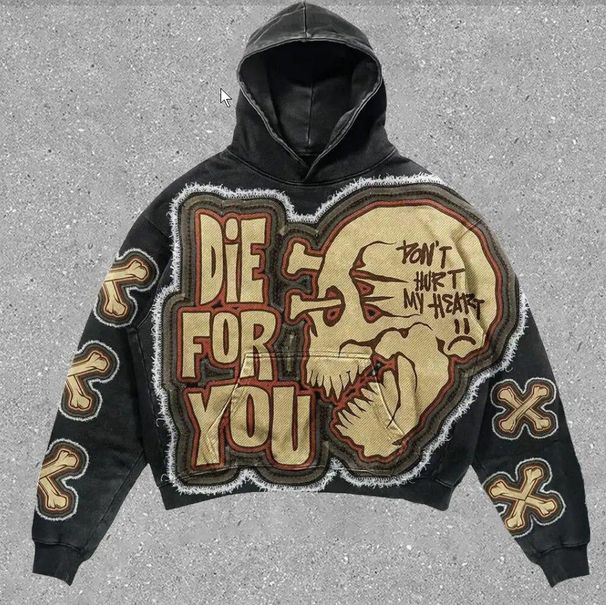 2024 New Washed Hooded Sweatshirt National Trend Treasure Boy Pullover Hoodie_viptrois.com