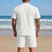 Men's Linen Short Sleeve Shirt And Shorts Set - Retro Casual Pure Color Summer Outfit_viptrois.com