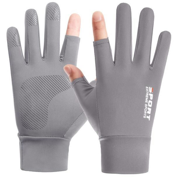 Cycling Gloves Ice Silk Gloves Men's Summer Leaking Two Fingers Takeaway Cycling Driving Outdoor Sun Protection Thin Gloves_viptrois.com