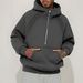 Men's Oversized Zip-Up Hooded Sweatshirt With High Neck - Windproof Fleece Lined Pullover For Casual Streetwear_viptrois.com