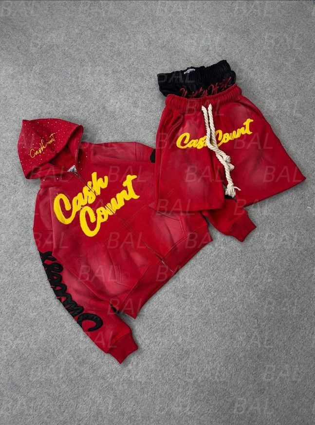 Men's Retro Letter Hooded Zip Up Sweatshirt Jacket And Pants Shorts Set Style Autumn Winter Fashion_viptrois.com