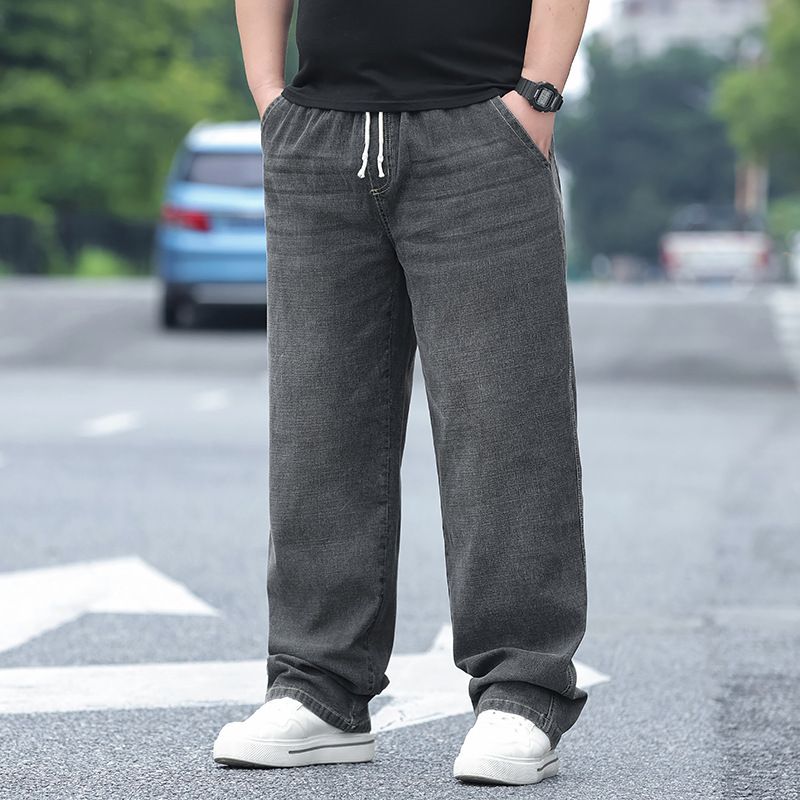 Men's Plus Size Relaxed Fit Straight Leg Jeans - High Waist Stretchy Comfort For Big & Tall Gentlemen (XL-8XL, Multiple Colors)_viptrois.com