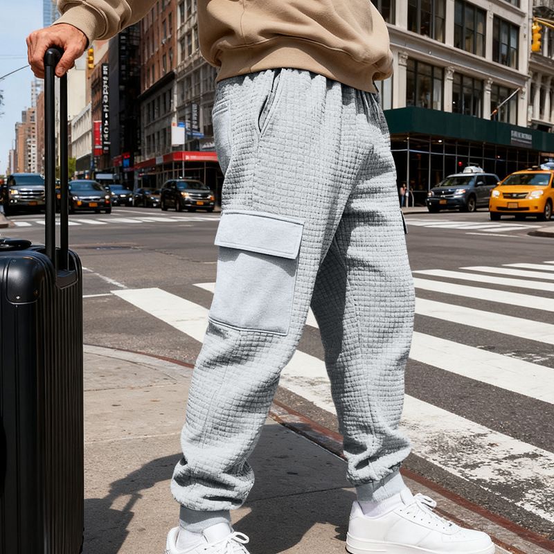 Men's Heavyweight Winter Workwear Joggers – Slim Tapered Utility Pants With Jacquard Detail_viptrois.com
