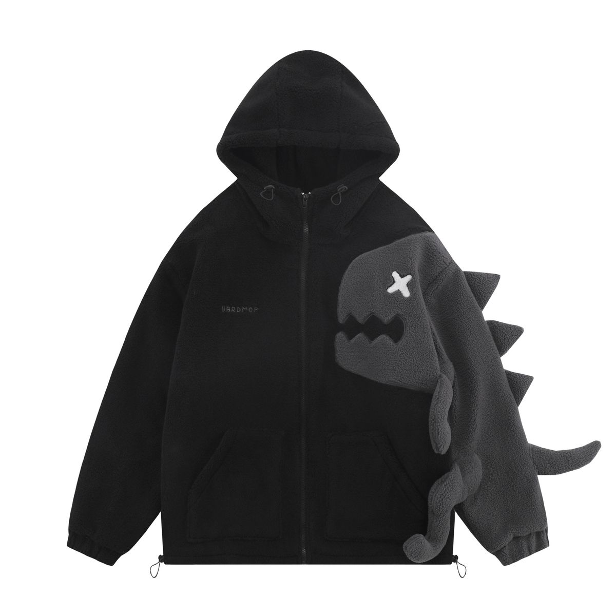 Men's Clothing retro dinosaur lamb wool patchwork hooded cotton coat _viptrois.com