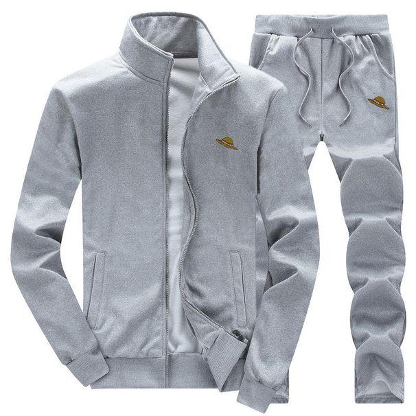 Men's Casual Zip-Up Hoodie & Joggers Set | Minimalist Streetwear | Sizes M-XXXXL (Gray/Black/Navy)_viptrois.com