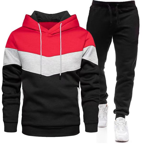 2023 Autumn/Winter Sports Men's 3 Contrast Hoodie Set Sweater Guard Pants Smooth Plate C_viptrois.com
