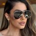 Fashion double beam aviator sunglasses new men's metal sunglasses retro large frame sunglasses for women_viptrois.com