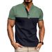 Men's Slim-Fit Color Block Polo T-Shirt - Breathable Polyester Short Sleeve Top For Business Casual & Daily Wear_viptrois.com