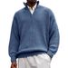 Men's Stylish Half-Zip Polo Sweater - Breathable Wool Blend Knit, Comfortable Long Sleeve Stand Collar Pullover For Casual & Office Wear_viptrois.com