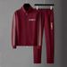 Men's Clothing Casual Stand Collar Zipper Sweatshirt Cardigan Jacket Two Piece Set_viptrois.com
