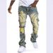 Men's Clothing Cross Border Supply Of European And American Men's Ripped Flared Tassel Stretch Jeans New Style_viptrois.com