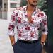Men's Clothing Long Sleeved Shirts Four Sided Stretch Floral Print Trendy Versatile Long Sleeves Shirt_viptrois.com
