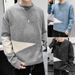 Autumn Winter New Trendy Loose Round Neck Thickened Warm Base Knitted Sweater Coat Men's Clothing_viptrois.com
