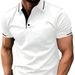 Men's Summer Jacquard Polo Shirt Breathable Polyester, Button-Up Collar & Loose Fit For Sports, Casual & Streetwear (White, Black, Pink, More)_viptrois.com