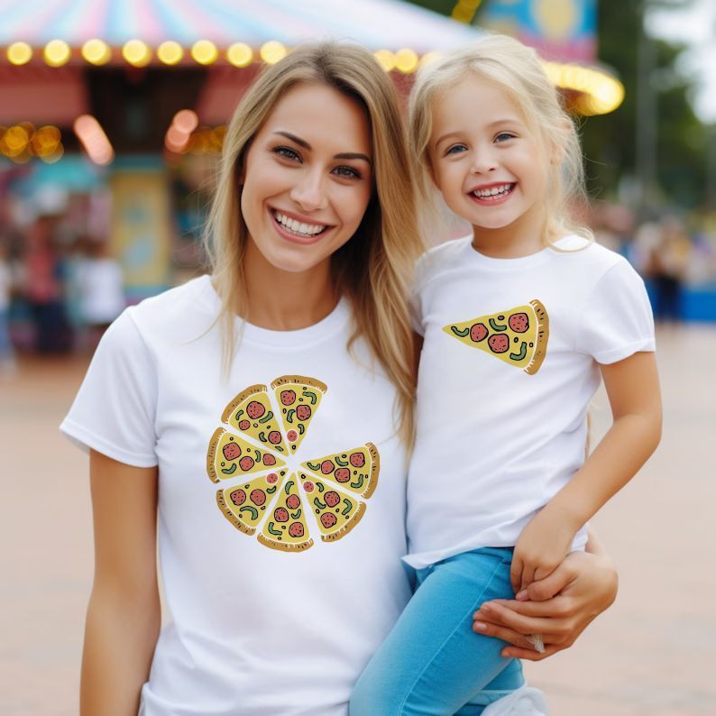 Parent Child Outfit Pizza Summer Mother Daughter Outfit T Shirt Family Of Three Or Four Father Son Outfit Short Sleeved T Shirt_viptrois.com