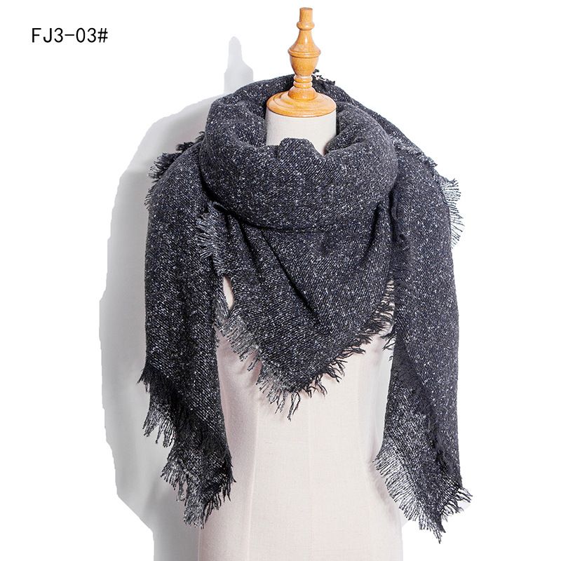 Unisex Thickened shawl for women with pimples and flowers pure black square scarf_viptrois.com