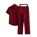 Men's Clothing Men's Casual Multi Color Beach Wear Bamboo Wrinkled Short Sleeved Suit Two Piece Suit_viptrois.com