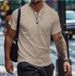 Unbeatable Quality Instagram 2024 Summer Quick Sale T-shirt Men's Button Henley Collar Sports Polo Shirt_viptrois.com