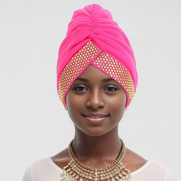 New Forehead Full Diamond Pleated African Ethnic Characteristics Baotou Hat Turban Hat_viptrois.com