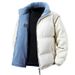 Unisex Reversible Winter Jacket - Thickened Polyester Puffer Coat With Stand Collar, Warm & Comfortable For Daily Wear (White/Black/Brown)_viptrois.com