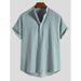 Men's Clothing Summer Shirt Large Size Cotton And Linen Stand Collar Short Sleeve Shirt_viptrois.com