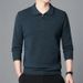High-Quality Thickened Wool T-Shirt Trendy High-End Turn-Down Collar Pullover Long-Sleeve Knitted Sweater Men's Autumn_viptrois.com