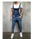 Men's Solid Color Casual Jeans With Suspenders_viptrois.com
