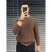 Sweater Men's Autumn/Winter Loose Solid Color Interior Knitted Sweater Sweater Thread Clothes_viptrois.com