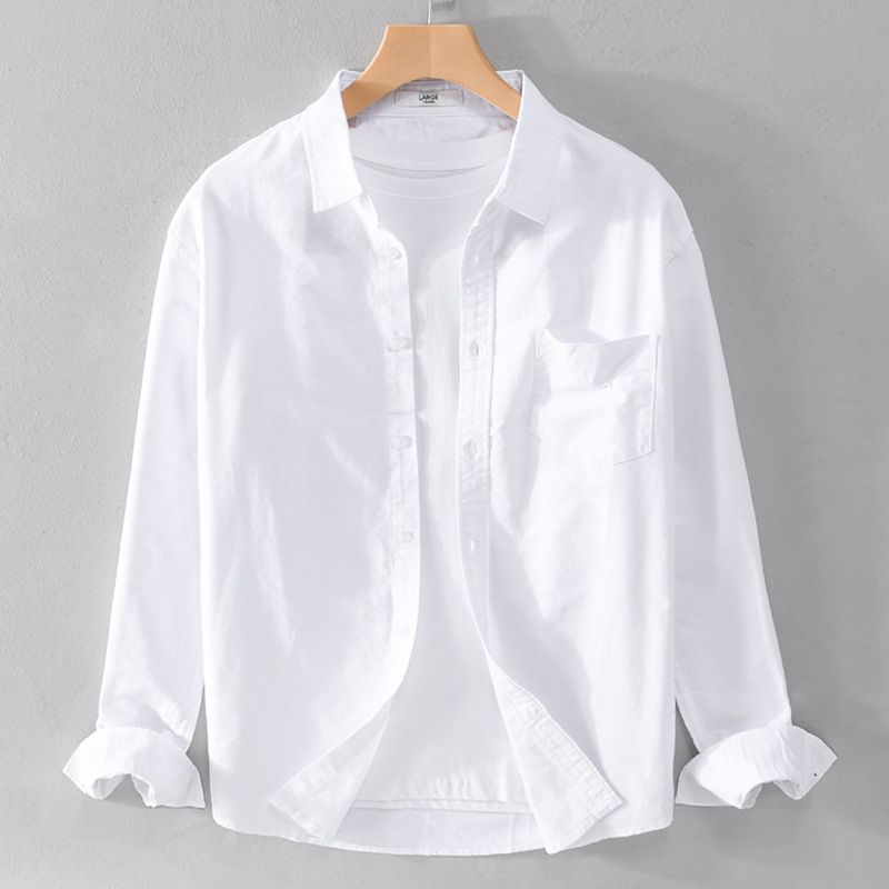 Men's Clothing Oxford Shirt Men Business Spring And Summer Loose Trend Handsome Casual Long Sleeve Shirt Jacket Men_viptrois.com