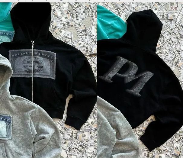 0613 American Style New PI Cool Top Zipper Cardigan Jacket Sweatshirt Sportswear Casual Loose Long Sleeve_viptrois.com
