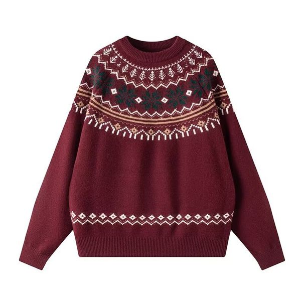 Autumn And Winter Jacquard Round Neck Knitted Sweater, Loose Casual Sweater, Fashionable Thread Jacket_viptrois.com
