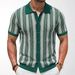 European And American Foreign Trade Men's High-end Short-sleeve Knit New Summer Striped Jacquard Business Polo Shirt,_viptrois.com