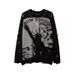 Loom Dark European An American Goess Of Liberty Distresse Unisex Lazy Style Long Sleeve Loose Casual Knitte Sweater_viptrois.com
