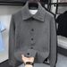 Men's Clothing Autumn And Winter Versatile Slim Men's Loose Knitted Cardigan High Collar Warm Sweater_viptrois.com
