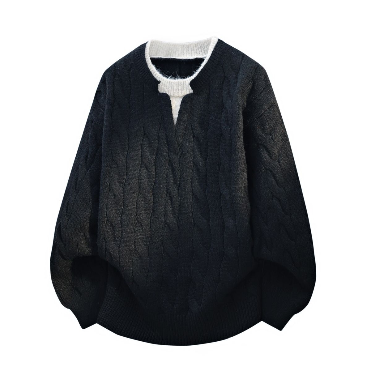 New Product, Autumn And Winter Knitted Sweater, Fake Two-piece Long-sleeved Sweater For Men_viptrois.com