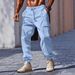 Men's Clothing Cotton And Linen Men's Pants Outdoor Loose Multi Pocket Workwear Cuffed Casual Pants Long Men_viptrois.com