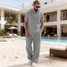 Men's Casual Hooded Button-Down Shirt With Matching Shorts Set - Breathable Summer Outfit_viptrois.com