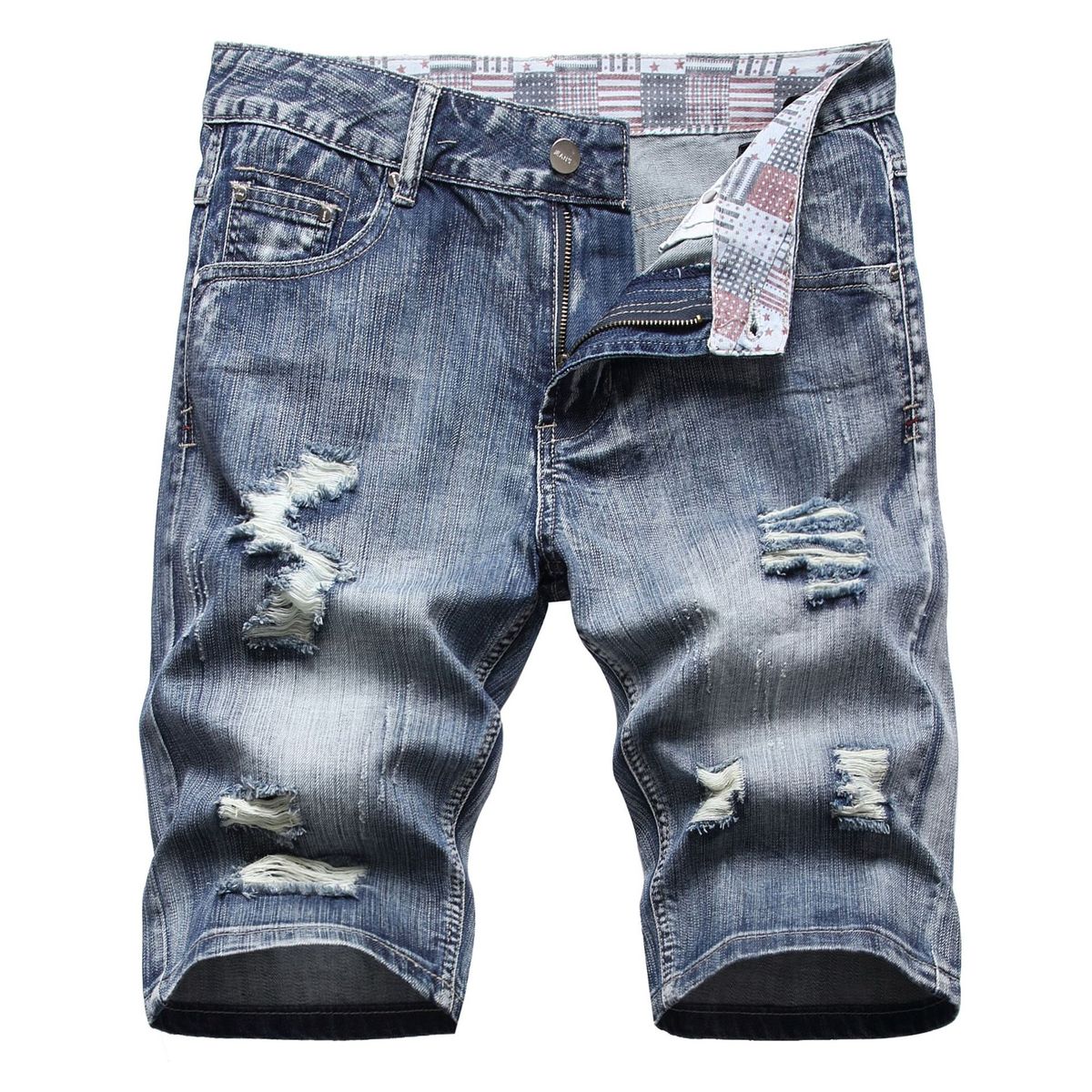 Men's loose straight leg printed quarter pants_viptrois.com